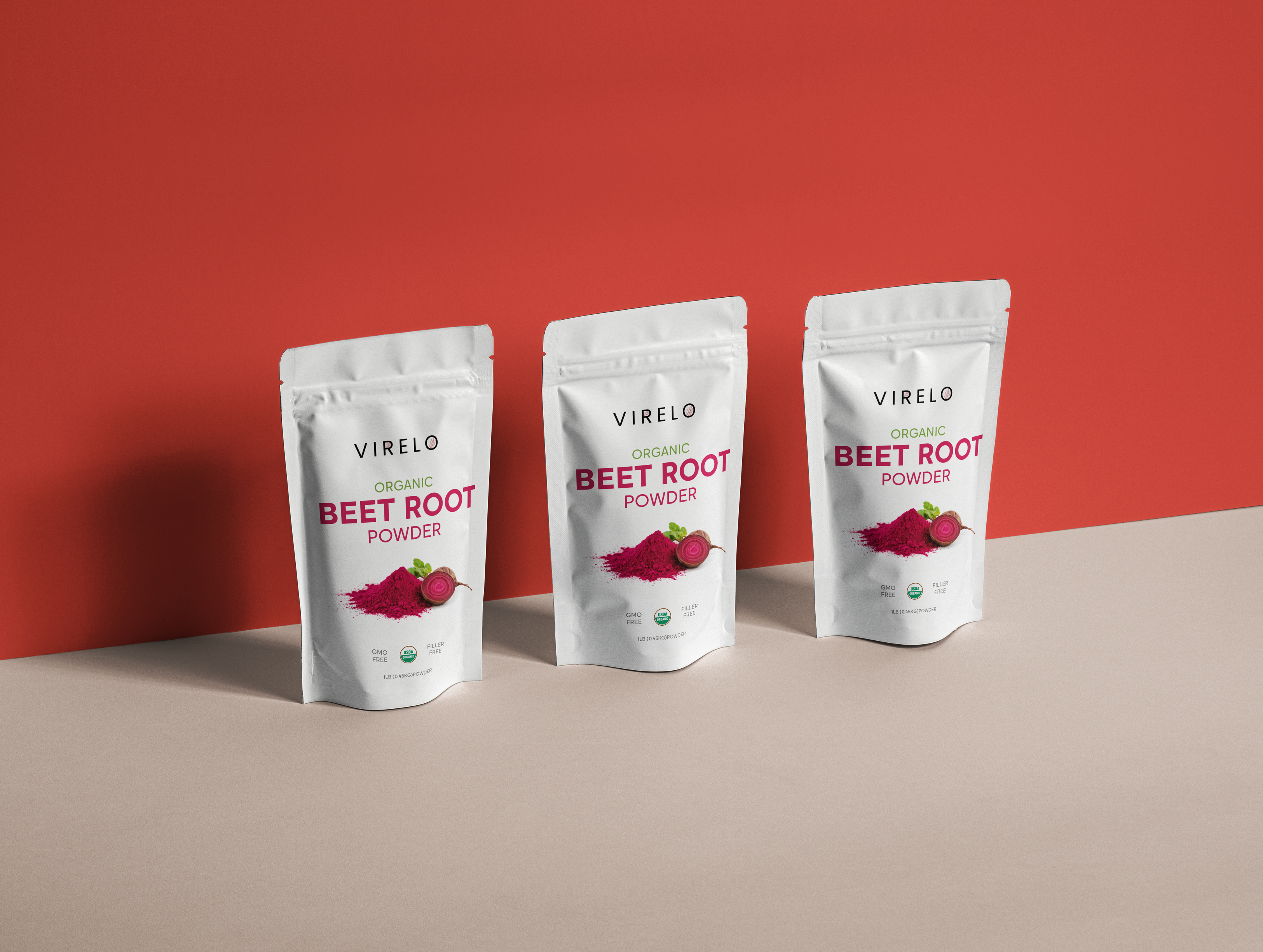 Virelo Organic Beet Root Powder  |  3 Pack BUNDLE