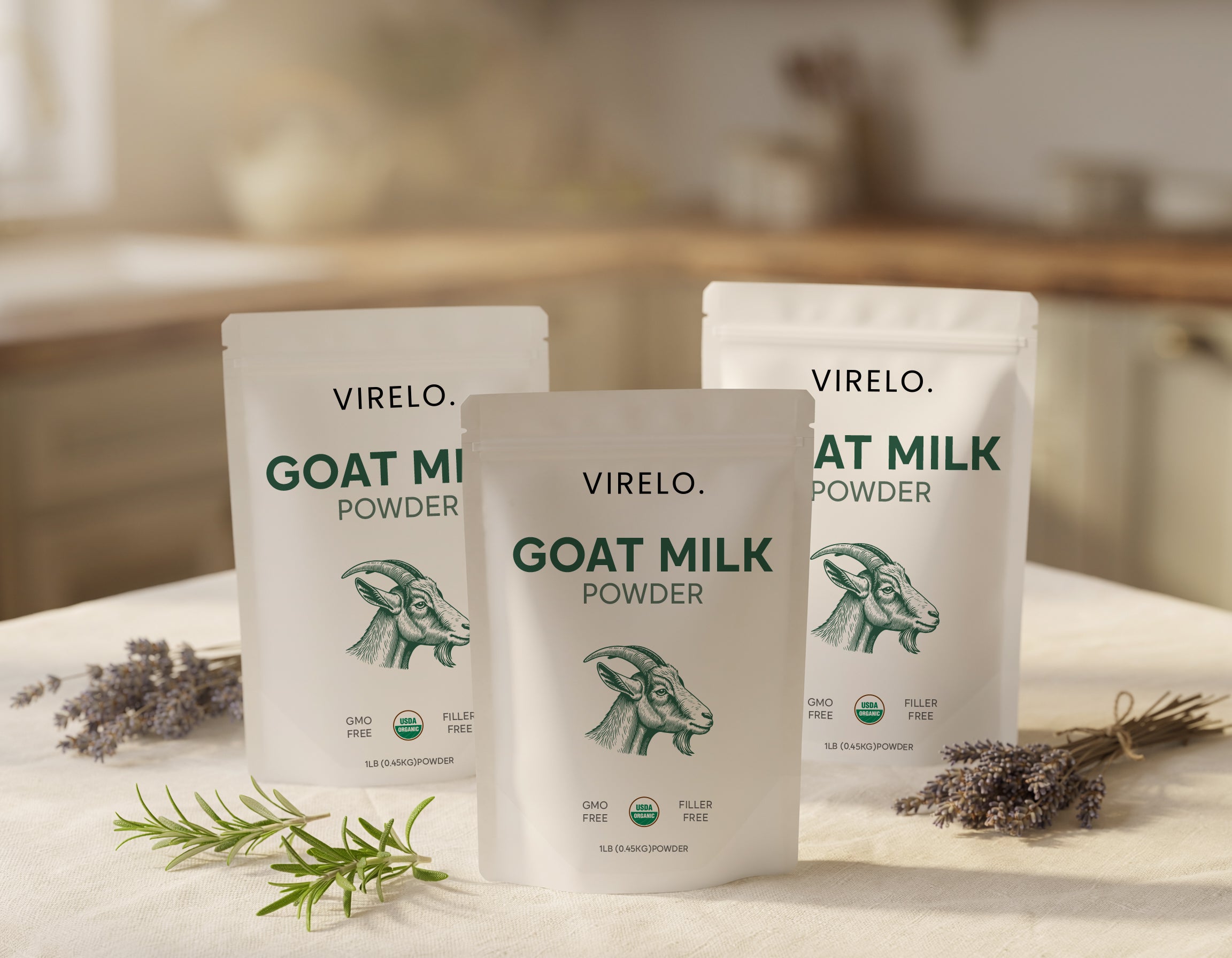 Virelo Organic Goat Milk Powder  |  3 Pack BUNDLE